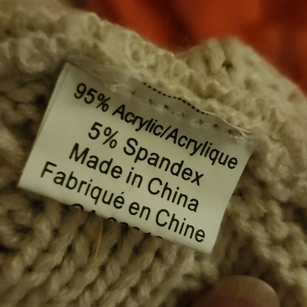 HARMONY Handmade Cable Knit Cardigan, One Size (Fits XL), Cream Coloured, Open - Picture 3 of 4